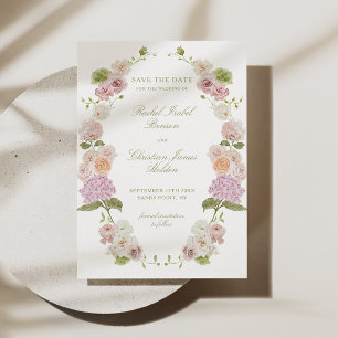 Save The Date Mariage de fleurs vert rose