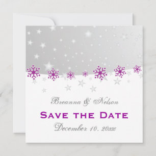 Save The Date Mariage de flocon blanc gris argenté Enregistrer l