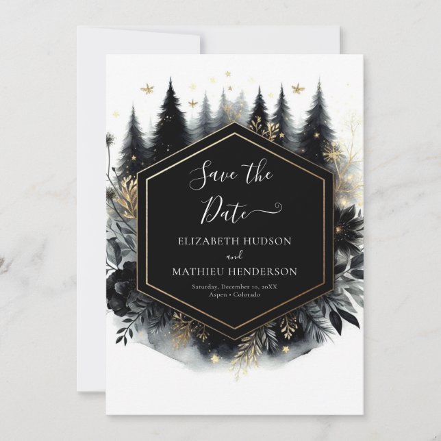Save The Date Mariage de forêt entaché lunaire minimal (Devant)