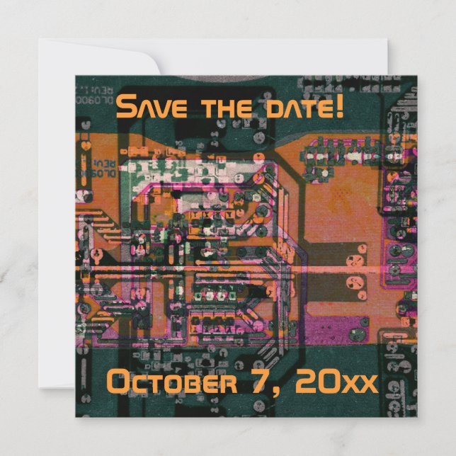 Save The Date Mariage de geek électronique high-tech enregistrer (Devant)