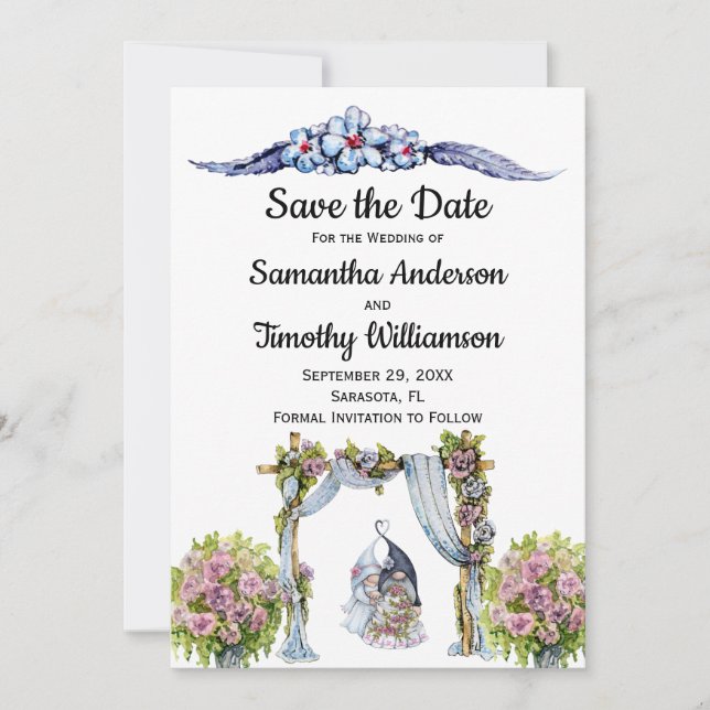 Save The Date Mariage de gnomes des bois Floral scandinave (Devant)