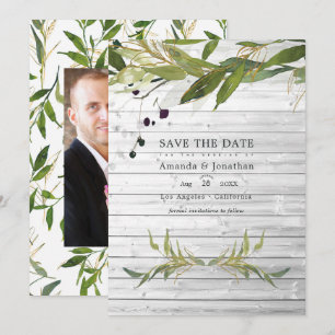 Save The Date Mariage de grange rustique avec verdure à l'aquare
