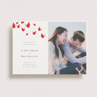 Save The Date Mariage de grues en papier Origami