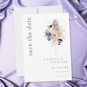 Save The Date Mariage de Jardin à l'Aquarelle avec Iris Violet É