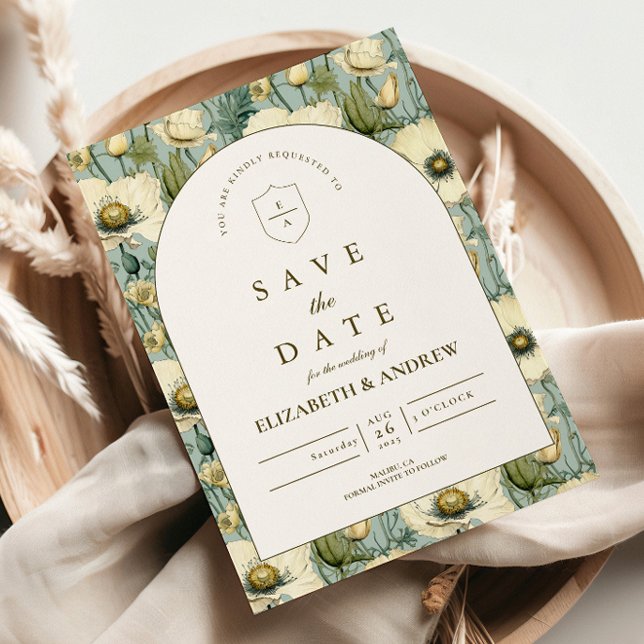 Save The Date Mariage de jardin avec arche florale bleu poussiér (Créateur téléchargé)
