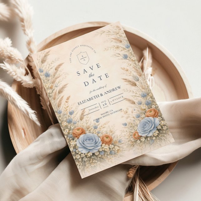 Save The Date Mariage de jardin bleu poussiéreux (Créateur téléchargé)