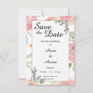 Save The Date Mariage de Jardin de Printemps à Pêche Douce Enreg