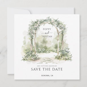 Save The Date Mariage de jardin élégant sous une arche florale 