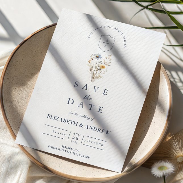 Save The Date Mariage de jardin floral bleu rustique (Créateur téléchargé)