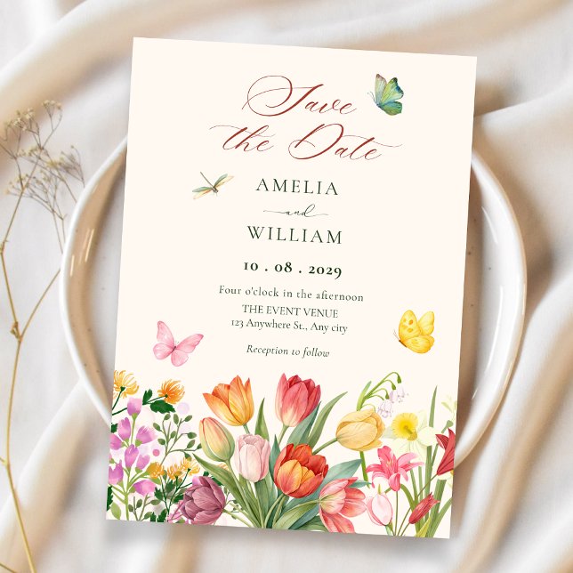Save The Date Mariage de jardin floral de printemps (Créateur téléchargé)