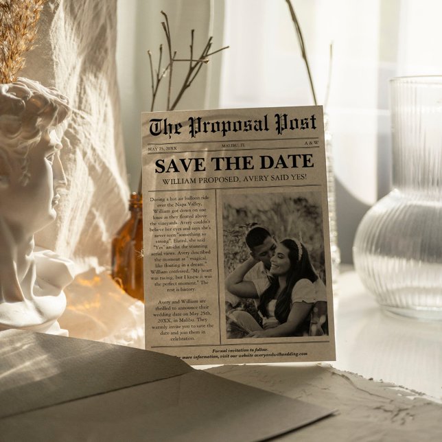 Save The Date Mariage de journal photo unique (Créateur téléchargé)