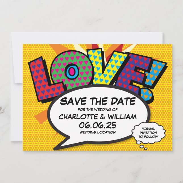 Save The Date Mariage de la bande dessinée de l'amour moderne et (Devant)