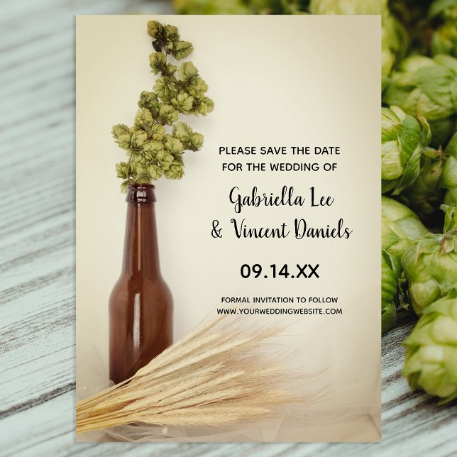 Save The Date Mariage de la brasserie de houblon séché et blé En (Créateur téléchargé)