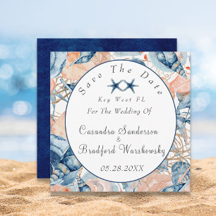 Save The Date Mariage de la Fleur Shell de couleur d'eau de la p