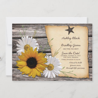 Save The Date Mariage de la marguerite de tournesol rustique Enr