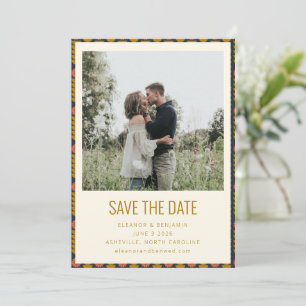 Save The Date Mariage de la Marine Botanique Géométrique Rétro