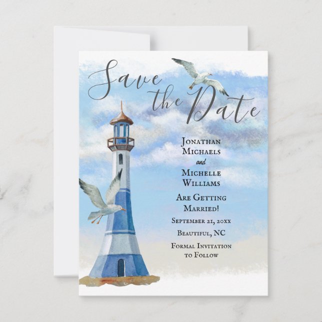 Save The Date Mariage de la plage nautique du phare et des mouet (Devant)