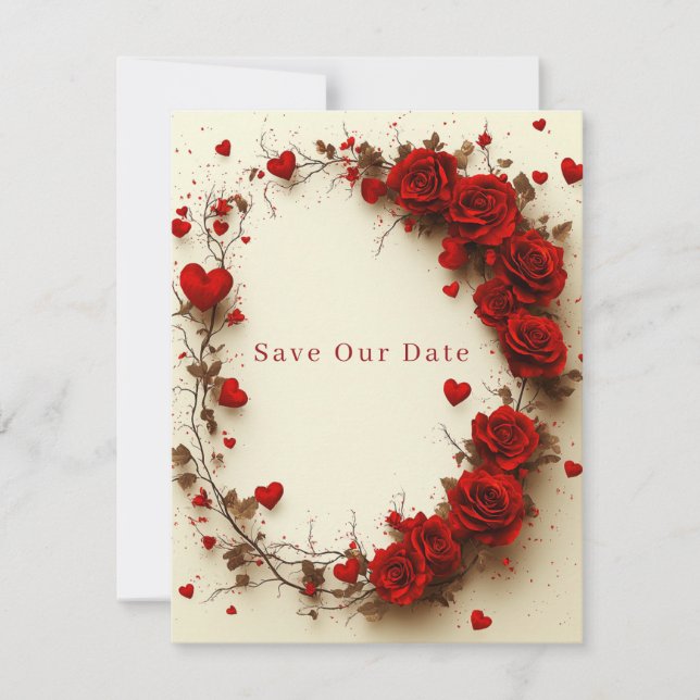 Save The Date Mariage de la Saint-Valentin aux cœurs rouges (Devant)