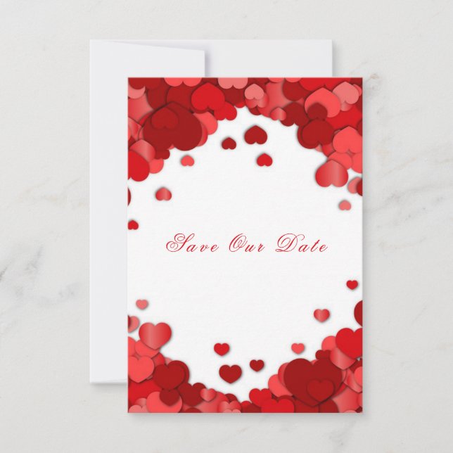 Save The Date Mariage de la Saint-Valentin Cœurs Rouges (Devant)