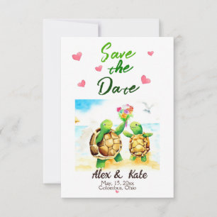 Save The Date Mariage de la tortue mignonne Enregistrer la date 