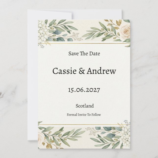 Save The Date Mariage de la végétation de sauge (Devant)