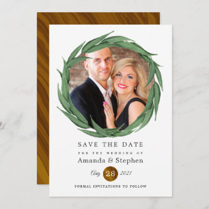 Save The Date Mariage de la végétation forestière rustique