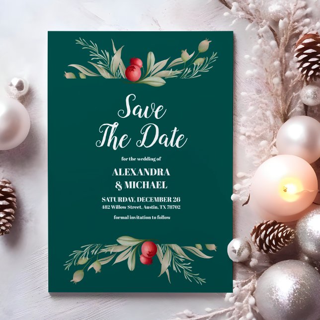Save The Date Mariage de la verdure de Noël (Créateur téléchargé)