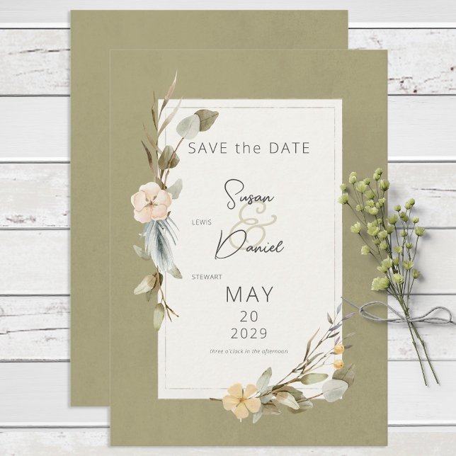 Save The Date Mariage de l'échelle de  d'armature de bois séché (Créateur téléchargé)