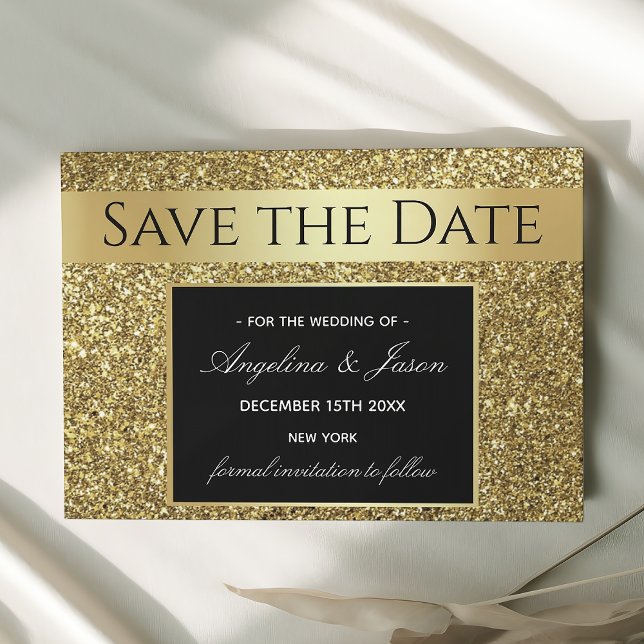Save The Date Mariage de Luxe Noir et Or (Créateur téléchargé)