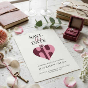 Save The Date Mariage de luxe romantique HH Monogramme