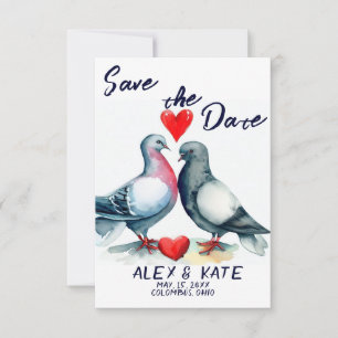 Save The Date Mariage de mignons pigeons Enregistrer la date Fai