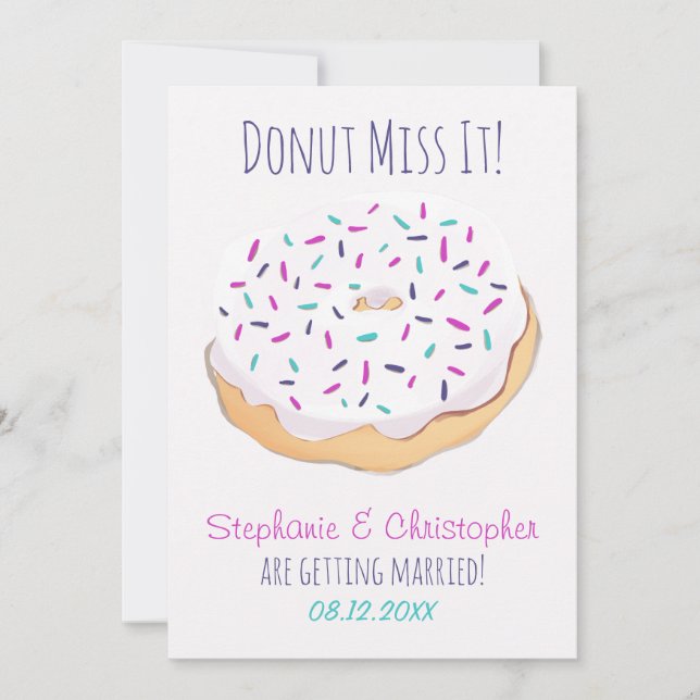 Save The Date Mariage de Miss Donut givrée (Devant)