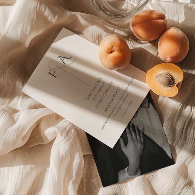 Save The Date Mariage de monogramme classique élégant et neutre (Créateur téléchargé)
