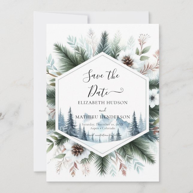 Save The Date Mariage de montagne minimal chic (Devant)