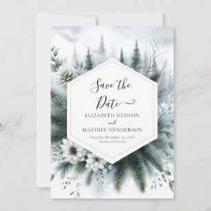 Save The Date Mariage de montagne minimaliste de la forêt