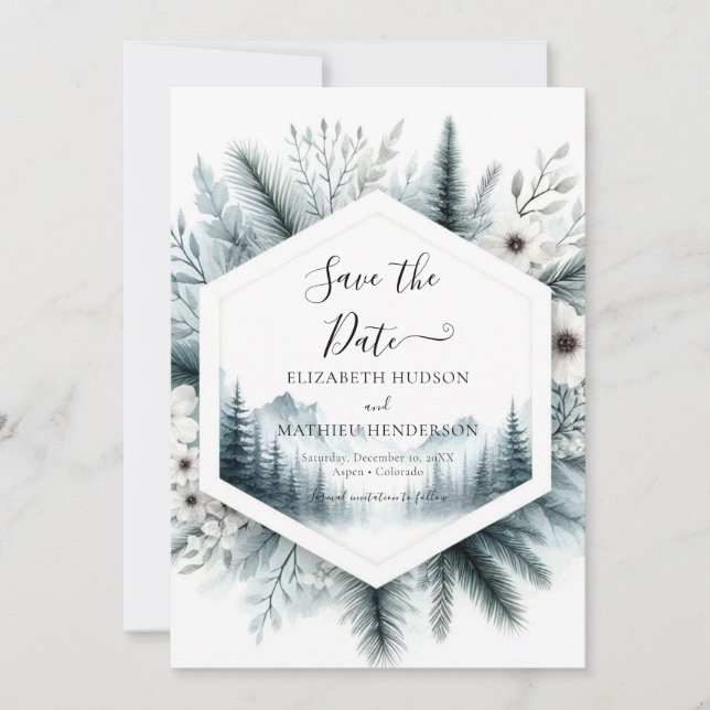 Save The Date Mariage de montagne numérique Whimsical (Devant)