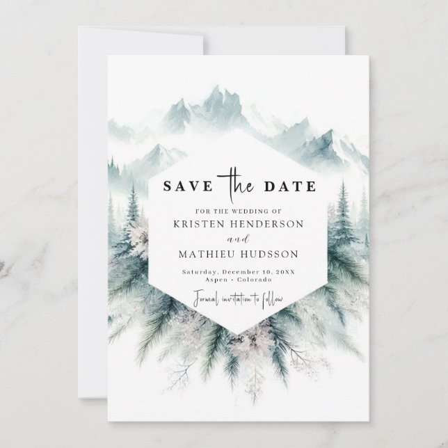 Save The Date Mariage de montagne rustique modifiable (Devant)