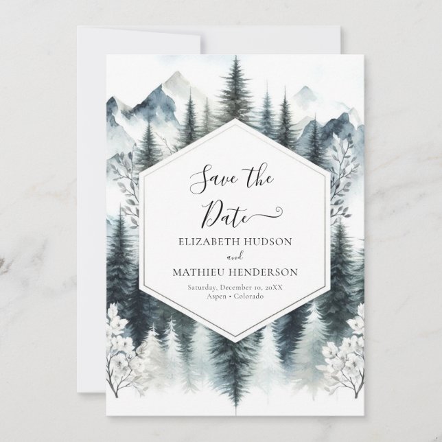 Save The Date Mariage de montagne unique (Devant)