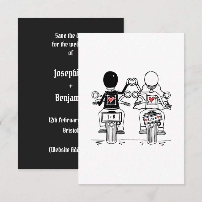 Save The Date Mariage de motards à moto (Devant / Derrière)