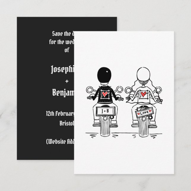 Save The Date Mariage de motards à moto (Devant / Derrière)