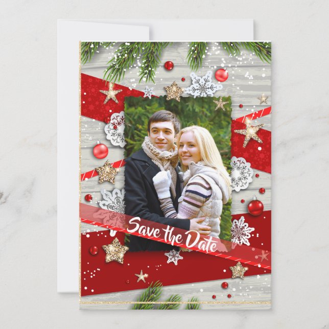 Save The Date Mariage de Noël à Sauvegarder la Date (Devant)