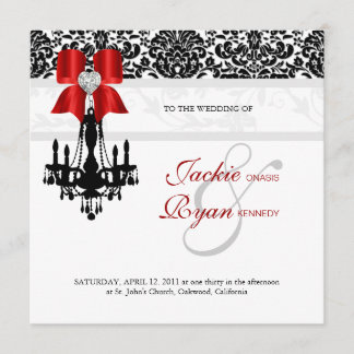 Save The Date Mariage de Noël Inviter Chandelier noir blanc Dama