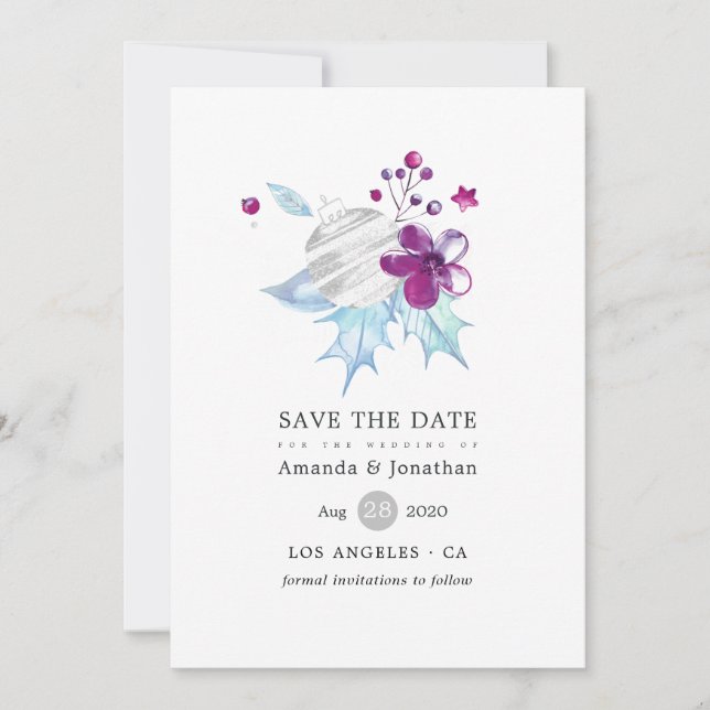 Save The Date Mariage de Noël Rustique Joyeux et Lumineux (Devant)