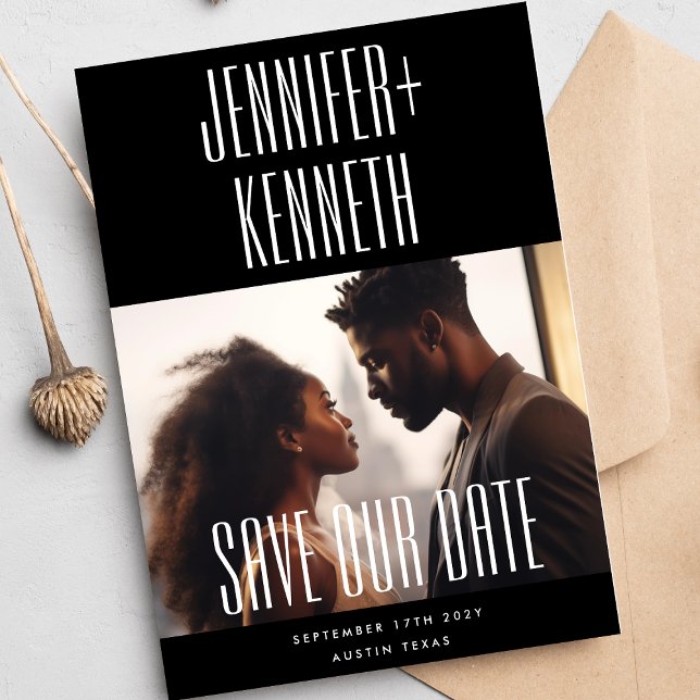 Save The Date Mariage de noms photo modifiables Ultra Simple Mod (Créateur téléchargé)