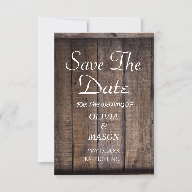 Save The Date Mariage de palette en bois rustique - Enregistrer  (Devant)