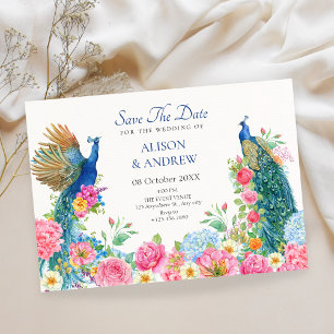 Save The Date Mariage de paon d'oiseau floral
