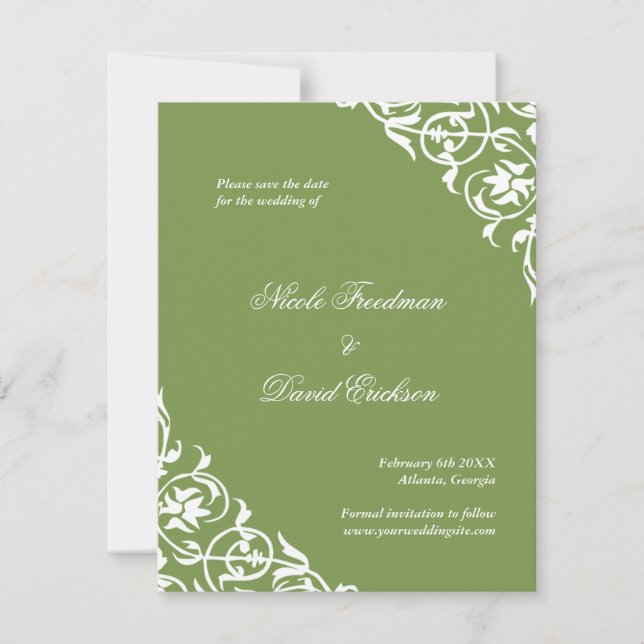 Save The Date Mariage de parchemin écossais fleuris enregistrer  (Devant)
