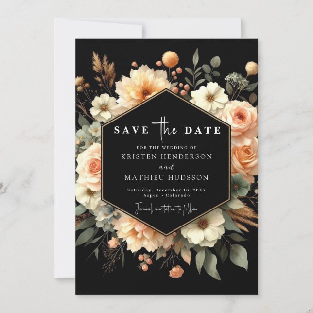 Save The Date Mariage de pêche florale rustique (Devant)