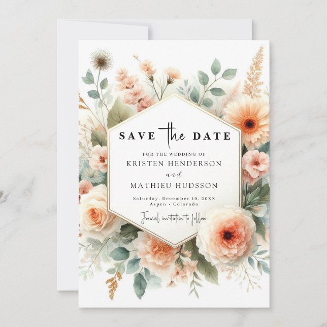 Save The Date Mariage de pêche minimal chic (Devant)
