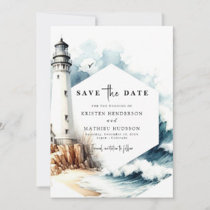 Save The Date Mariage de phare rustique élégant